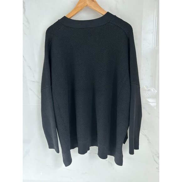 NATORI Knitted Cotton V-Neck Sweater Tunic Knitted Textured Black Size XLarge - Picture 7 of 10